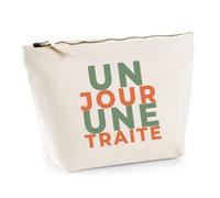 Trousse Un Jour Une Traite - Pouch Case - Idée Trousse Rangement Cadeau Anniversaire Fête Original Famille Travail Départ Collègue Retraite Noël. - Vert&Terracotta - 1