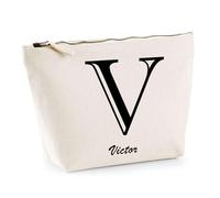 Trousse Victor Lettre Chic | Pochette Toilette Maquillage | Idée Cadeau Prénom pour Cuisinier Barbecue Jardinage Oncle Parrain Beau Papa Collègue Départ Retraite Noël