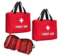 Trousse Vide De Premiers Soins en Nylon, 2 Pièces Trousse De Premier Secours Vide, Grande Capacité, pour Maison, Camping, Voyages, Sports, 24x17x7cm (Sac Uniquement, Rouge)