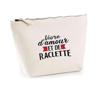 Trousse Vivre d’Amour et de raclette | Pouch | Idée Pochette Toilette Maquillage Transport Cadeau Anniversaire Fête Original Famille Travail Départ Collègue Retraite