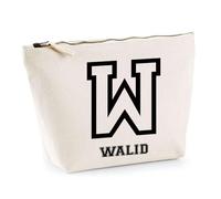 Trousse Walid Lettre Sport | Pochette Toilette Maquillage | Idée Cadeau Prénom Style Basket Université Anniversaire Oncle Parrain Beau Papa Collègue Départ Retraite Noël