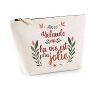 Trousse Yolande la Vie est Plus Jolie | Pochette Maquillage Make-up Toilette Cadeau Fête des Mères Anniversaire Soeur Noël Tata Marraine