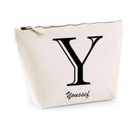 Trousse Youssef Lettre Chic | Pochette Toilette Maquillage | Idée Cadeau Prénom pour Cuisinier Barbecue Jardinage Oncle Parrain Beau Papa Collègue Départ Retraite Noël