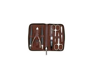Trousse zipper "Houston" cuir marron