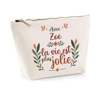 Trousse Zoé la Vie est Plus Jolie | Pochette Maquillage Make-up Toilette Cadeau Fête des Mères Anniversaire Soeur Noël Tata Marraine