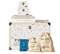 Trousseau/Coffret pour souvenirs de naissance avec coffre à souvenirs, pochons, album photo, boite à souvenirs, journal de bébé... (Blés - beige/ocre)