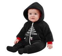 Trousseau Naissance Bebe - Body Bébé Doublé Polaire Confortable, Vêtement d'hiver Complet pour Bébé avec Capuche pour Garçons, Combinaison Chaude