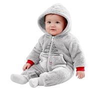 Trousseau Naissance Bebe - Body Bébé Doublé Polaire Confortable, Vêtement d'hiver Complet pour Bébé avec Capuche pour Garçons, Combinaison Chaude