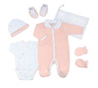 Les Kinousses - Kit naissance bébé 6 pièces - Motif arc-en-ciel - Certifié OKEO-TEX - Rose