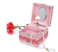 TROUSSELIER - Ballerine - Boîte à Bijoux Musicale - Idéal Cadeau Jeune Fille - Phosphorescent - Brille dans la nuit - Musique Beau Danube Bleu - Colori Rose Foncé