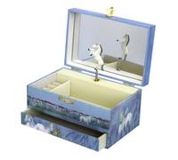 TROUSSELIER - Boîte à Bijoux Musicale Cheval Camargue - Idéal Cadeau Jeune Fille - Phosphorescent - Brille dans la nuit - Musique Lullaby de Schubert - Colori Bleu