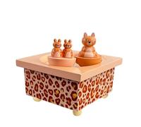 Trousselier - Boite a Musique Bebe Léopard et Souris - Boîte à Musique Dancing Bébé - Cadeau de Naissance ou Bapteme Fille et Garçon - 2 Figurines Dansantes Amovibles