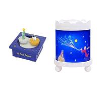 TROUSSELIER Boite à Musique Dancing "Le Petit Prince St Exupery" - Colori Bleu Roi + Veilleuse "Le Petit Prince St Exupéry" - Couleur Bois Blanc - Ampoule 12V 10W inclue - Prise Elec. EU