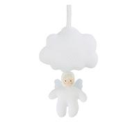 TROUSSELIER - Boite à Musique en Tissu à Suspendre - Ange - Tissu en Coton Mattelassé - Musique Lullaby de Brahms - Classique Chic - Idéal Cadeau de Naissance - Lavable en Machine - Colori Blanc
