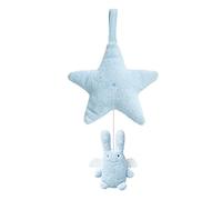 Trousselier - Boite à Musique en Tissus avec accroche pour Lit de Bébé - Etoile Musicale Ange Lapin - Bleu Ciel