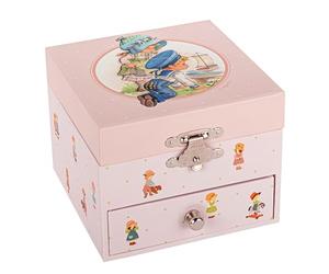 TROUSSELIER - Boîte à Trésors Musicale - Mémoire d'Enfance Jeanne Lagarde - Bateau sur l'Eau - Idéal Cadeau Enfant - Musique Petite Musique de Nuit de Mozart - Colori Rose