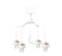 TROUSSELIER - Mobile Musical - Anges - Tissu en Coton Matelassé - Musique Lullaby de Mozart - Classique Chic - Idéal Cadeau de Naissance - Facile à Installer - Colori Blanc