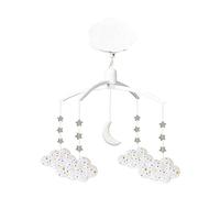 TROUSSELIER - Mobile Musical - Nuage - Coton imprimé Etoiles - Musique Lullaby de Mozart - Classique Chic - Idéal Cadeau de Naissance - Facile à Installer - Colori Blanc