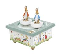 TROUSSELIER - Pierre Lapin Peter Rabbit - Boîte à Musique Bébé Dancing en Bois - 2 Figurines Amovibles - Cadeau Naissance et Bapteme - Musique Menuet de Mozart