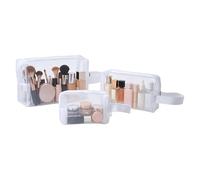 Trousses De Maquillage en avec Fermeture Éclair Ensemble 3 Pièces Portables