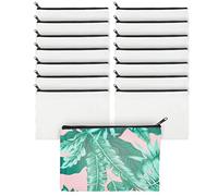 Trousses de Maquillage en Toile Blanche avec Fermeture Éclair, Pochettes en Toile Vierge, Lot de 15 Petits Sacs Fermables, 25 x 18 cm Chacun