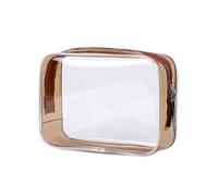 Trousses de Maquillage Transparentes, Sac cosmétique Transparent 170x60x120mm Multicolore d'organisateur de Voyage PVC(Coffee)