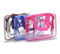Trousses de Maquillage Transparentes, Sac fourre-Tout cosmétique Transparent en PVC avec Fermeture éclair, Multicolore, Plusieurs Tailles, 1/3 pièces(Blue,1Suit (3pc) Bag)