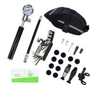 Trousses d'outils de réparation de vélo Outils Multifonctions Comprend 16 en 1 Tournevis Multifonction, leviers de Pneu, rustine Velo, Pompe Velo et Sacoche de Selle vélo