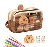 Trousses Scolaires Mignonnes,Trousse Transparente Esthétique Grande Capacité - Range Fournitures Bureau pour Gommes Règles Dessin Écriture Art École Bureau Voyage