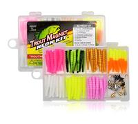 Trout Magnet Kit de pêche de 82 pièces Fluo pour Attraper Tous Types de Poissons, Comprend 70 Corps de Larves et 12 hameçons de Taille 8, Orange, Vert, Blanc, Argent
