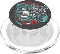 Trout Playing Banjo - Fish Tribal Art Music Festival Zen PopSockets PopGrip pour MagSafe