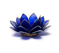 trouver Quelque Chose de différent Indigo Chakra 6 Capiz Coque Lotus Thé lumière Bougie Support, Bambou, Multicolore