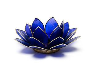 trouver Quelque Chose de différent Indigo Chakra 6 Capiz Coque Lotus Thé lumière Bougie Support, Bambou, Multicolore