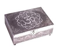 Trouver Quelque Chose différents en Bois en Relief - Argenté Finition Om Symbole Tarot Boîte de Rangement, Multicolore