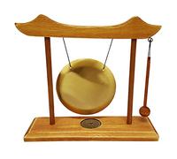 Trouver Quelque Chose différents Table Gong décoratif en Cadre en Bois, en Verre, Multicolore, 12 cm Diamètre