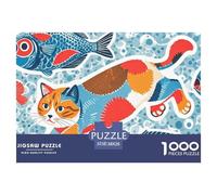 Trouver Un Chat dans Un Poisson Puzzle en Bois Imperméable Puzzles De 1000 Pièces pour Adultes Défi Et Casse-tête Jeux Éducatifs