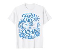 Trouvez-Moi au Bord de l'océan Vintage Tropical Wave Sunset Aloha T-Shirt