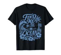 Trouvez-Moi au Bord de l'océan Vintage Tropical Wave Sunset Aloha T-Shirt