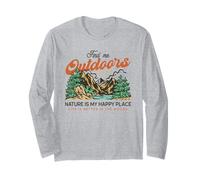 Trouvez-Moi en Plein air La Nature est Mon Lieu de Bonheur (Mountain Graphic) Manche Longue