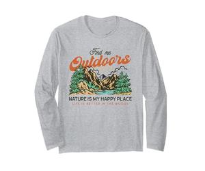 Trouvez-Moi en Plein air La Nature est Mon Lieu de Bonheur (Mountain Graphic) Manche Longue