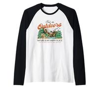 Trouvez-Moi en Plein air La Nature est Mon Lieu de Bonheur (Mountain Graphic) Manche Raglan