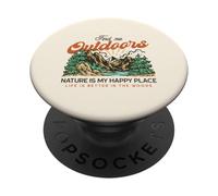Trouvez-Moi en Plein air La Nature est Mon Lieu de Bonheur (Mountain Graphic) PopSockets PopGrip Adhésif