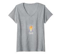 Trouvez Votre Ampoule inspirante T-Shirt avec Col en V, Femme, Gris Chiné, XL