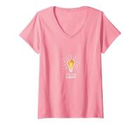 Trouvez Votre Ampoule inspirante T-Shirt avec Col en V, Femme, Rose, XL