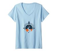 Trouvez Votre Aventure de Voyage inspirante sur la Route T-Shirt avec Col en V, Femme, Bleu Céleste, M
