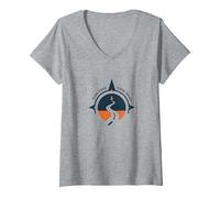 Trouvez Votre Aventure de Voyage inspirante sur la Route T-Shirt avec Col en V, Femme, Gris Chiné, XXL