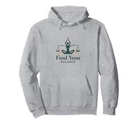 Trouvez Votre équilibre : Logo Yoga et Justice Harmony Sweat à Capuche, Unisexe pour Adultes, Gris Chiné, XL