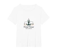 Trouvez Votre équilibre : Yoga and Justice Harmony Logo T-Shirt, Femme Grandes Tailles, Blanc, 2X