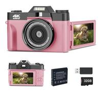 Trovoro Digital Camera, 4k Ultra HD - 3.0 HD Folding Screen - 48 Million Pixels, Time-Lapse Photo, Slow Motion Video, Fill Light for Low Light, Auto Focus, Capture Every Detail (Pink,Set A)