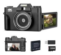 Trovoro Digital Camera, 4k Ultra HD - 3.0 HD Folding Screen - 48 Million Pixels, Time-Lapse Photo, Slow Motion Video, Fill Light for Low Light, Auto Focus, Capture Every Detail (Black,Set A)